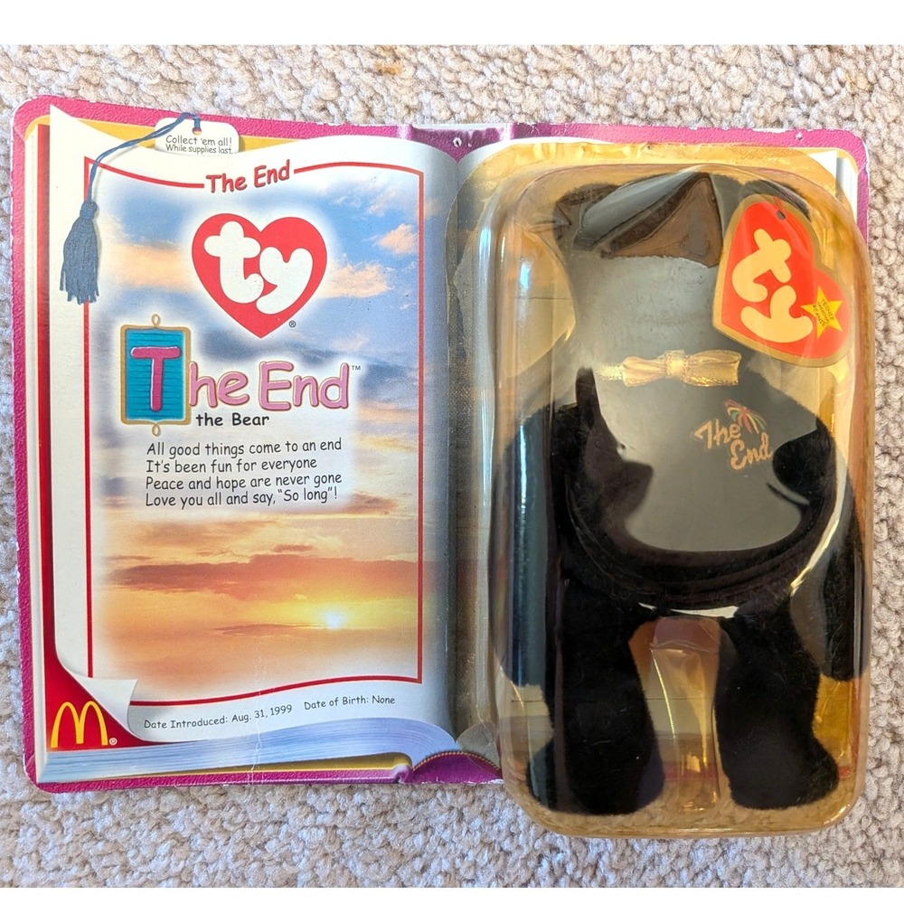 Vintage 2000 McDonald's Teenie Beanie Babies The End Bear NIB
